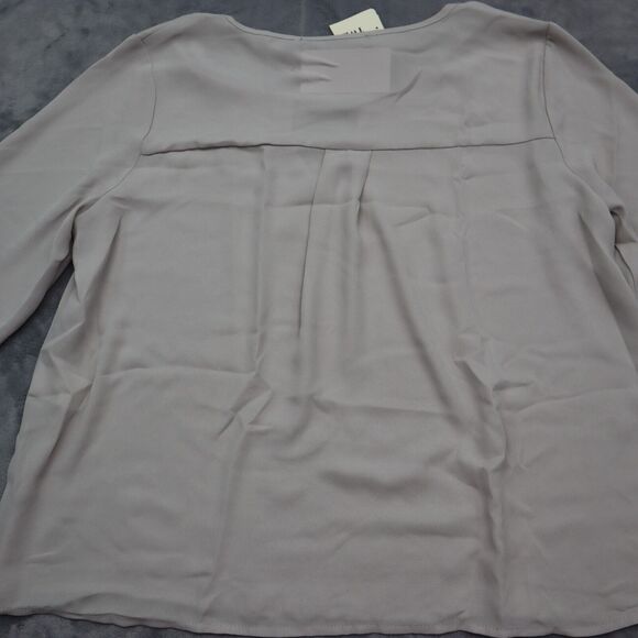Forever 21 Shirt Womens S Gray Long Sleeve Round Neck Sheer Polyester Blouse - Picture 16 of 16